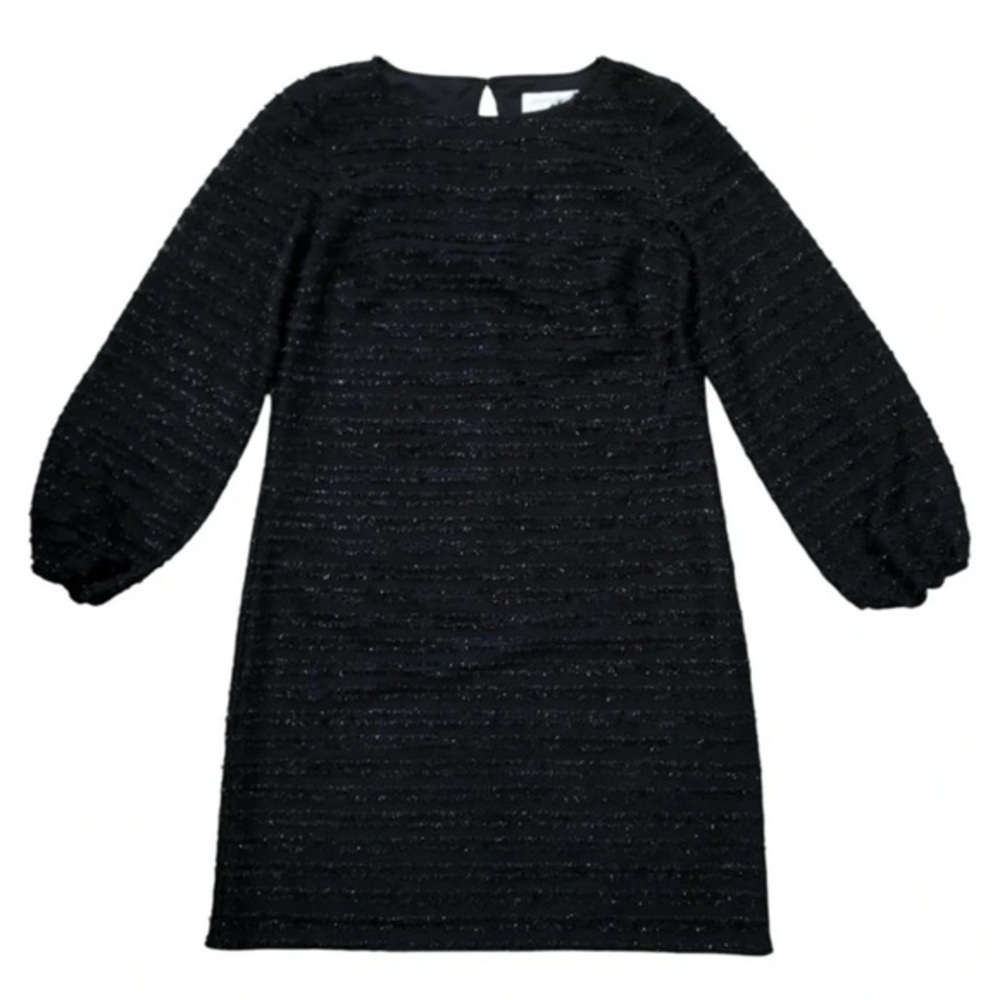 NWT SAIL TO SABLE Black Textured Long Sleeve Shift Dress SIZE 8